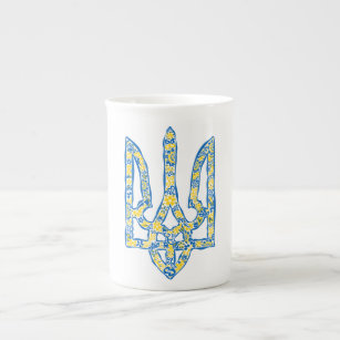 Taza De Porcelana Emblema nacional ucraniano trident tryzub