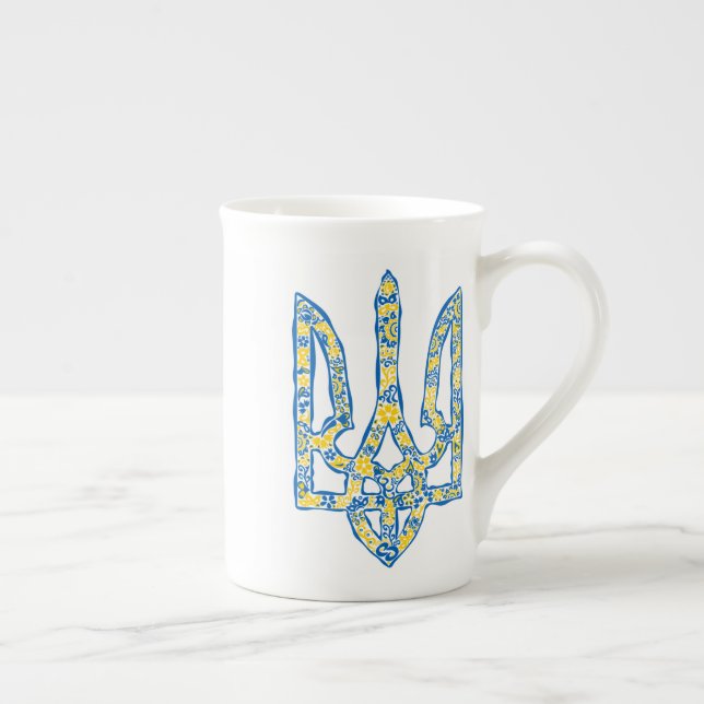 Taza De Porcelana Emblema nacional ucraniano trident tryzub (Derecha)