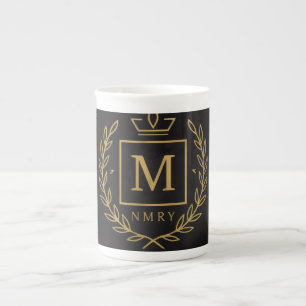 Taza De Porcelana "Emblema Real NMKY – Diseño de Cresta con Monogram