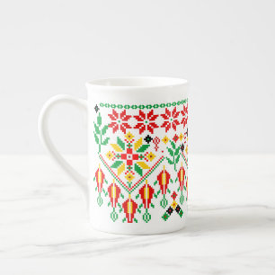 Taza De Porcelana Embrodería tradicional de Palestina Tatreez