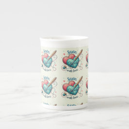 Taza De Porcelana Embroidería artística del Día de San Valentín en e