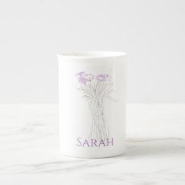 Taza De Porcelana Esbozo Mínimo Moderno De Flor Para Las Mujeres