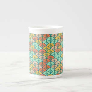 Taza De Porcelana Escala de peces geométricos modernos y coloridos