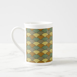 Taza De Porcelana Escamas de dragón, abanicos, olas, Seigaiha, camuf