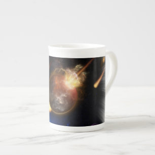 Taza De Porcelana Escapada de arte fractal asteroide apocalipsis
