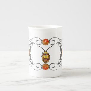Taza De Porcelana Escarabajo de hojas rojas