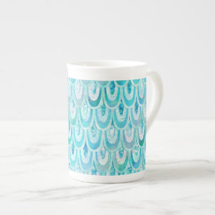 Taza De Porcelana Escavidad de sirena azul Verde azulada brillante e
