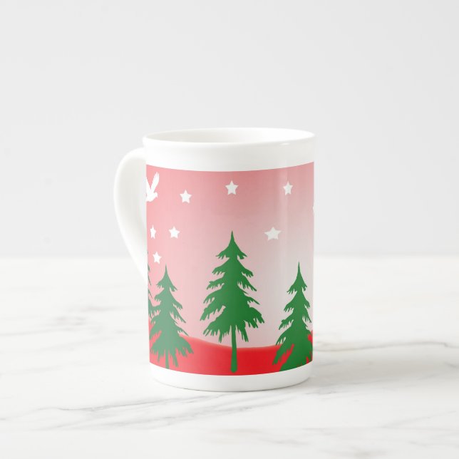 Taza De Porcelana Escena de la nieve de los navidades rojos (Izquierda)