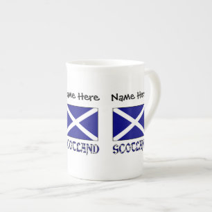 Taza De Porcelana Escocia y bandera escocesa con tu nombre