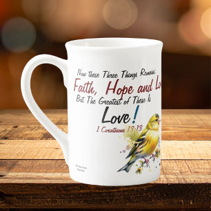 Taza De Porcelana Escritura moderna de Fe, Esperanza, Amor