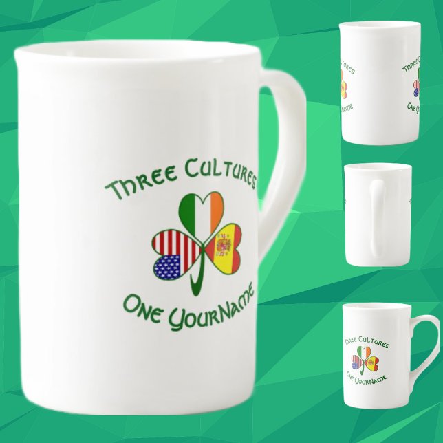Taza De Porcelana España Irlanda Estados Unidos Banderas Shamrock Yo (Subido por el creador)