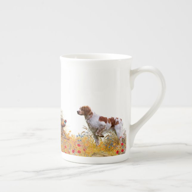 Taza De Porcelana Español de Bretaña, faisán de caza (Derecha)