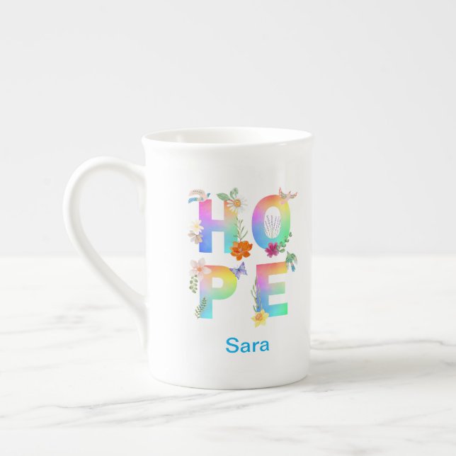 Taza De Porcelana Esperanza Inspiradora artística positiva motivacio (Izquierda)