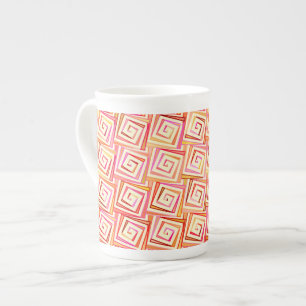 Taza De Porcelana Espirales cuadradas modernas de medio siglo - crem
