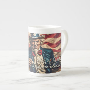 Taza De Porcelana Espíritu de Libertad en Rojo, Blanco y Azul