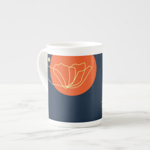 Taza De Porcelana Esquema amarillo de la amapola