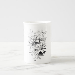 Taza De Porcelana Esquema floral Arte Hueso China Mug Design