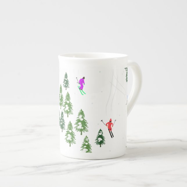 Taza De Porcelana Esquí de ilustracion alpino freeride (Derecha)