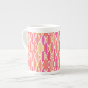 Taza De Porcelana Estampa de cinta de mediados de siglo - rosa, cora