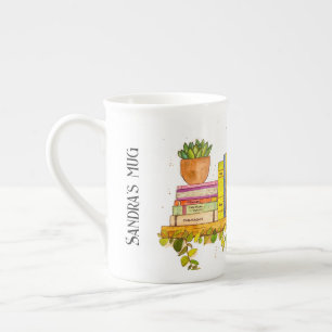 Taza De Porcelana Estante colorida acuarela