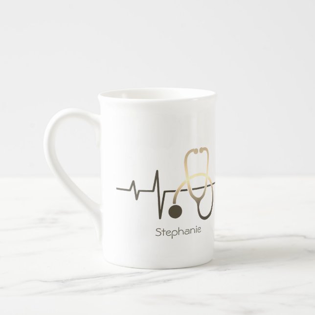 Taza De Porcelana Estetioscopio latido Mug médico (Izquierda)