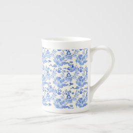 Taza De Porcelana Estilo de la tela francesa azul y blanco