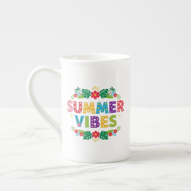Taza De Porcelana Estilo floral de los vibes de verano-54504 Hoodie (Izquierda)