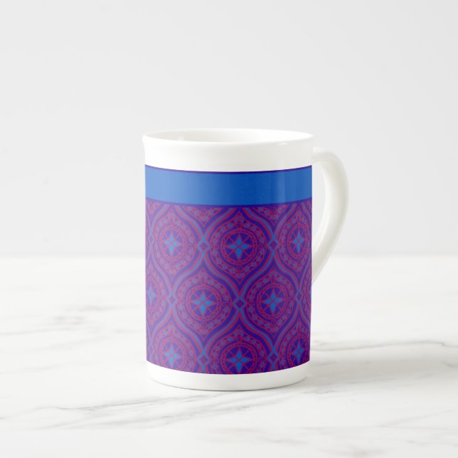 Taza De Porcelana Estiloso Hueso China Mug, Púrpura, Ogeo Azul (Derecha)