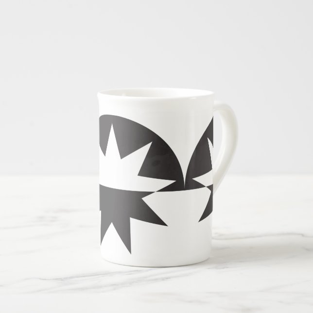 Taza De Porcelana Estrella del Deco Blanco Negro (Derecha)