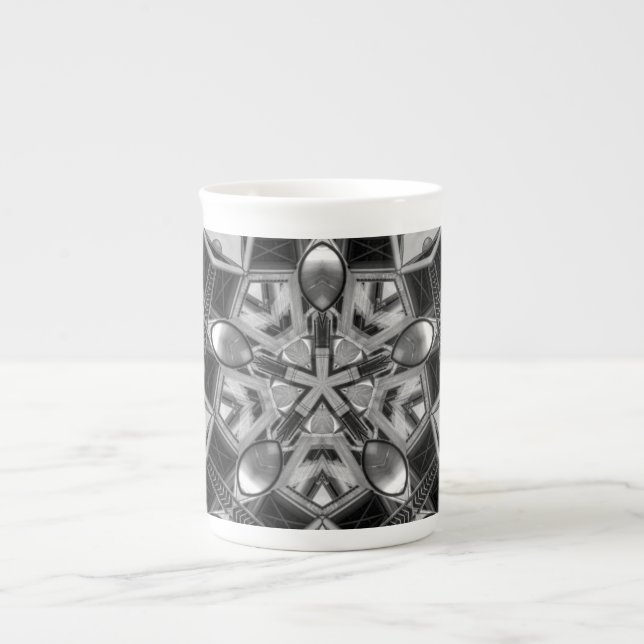 Taza De Porcelana Estrella gris oscura Kaleidoscope... (Frente)