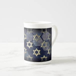 Taza De Porcelana Estrella múltiple Happy Hanukkah de SlipperyJoe de