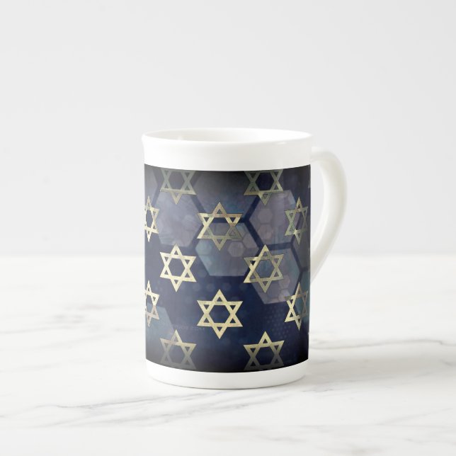 Taza De Porcelana Estrella múltiple Happy Hanukkah de SlipperyJoe de (Derecha)