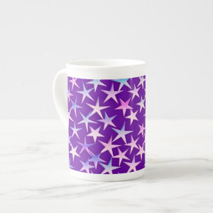 Taza De Porcelana Estrellas del satén, lavanda en púrpura