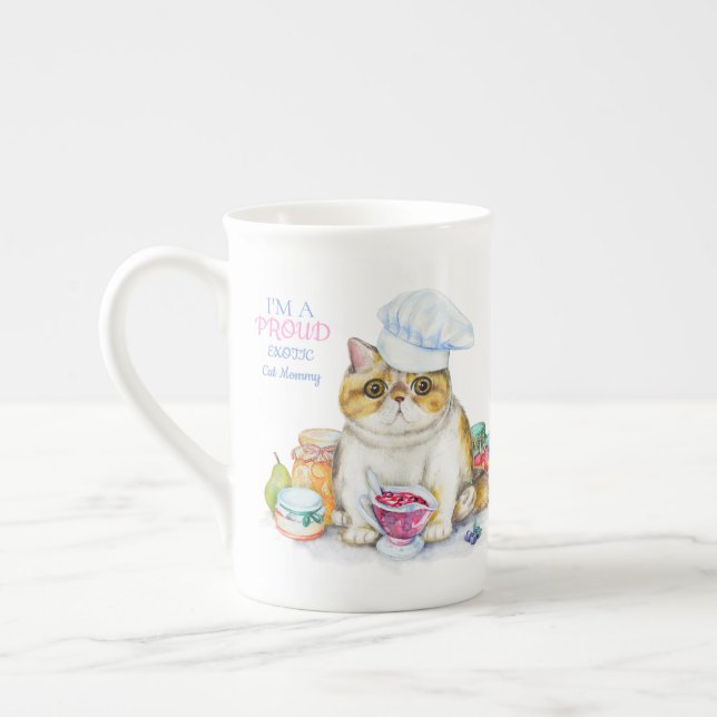 Taza De Porcelana Exótica gata de Shorthair mamá hueso China persona (Izquierda)