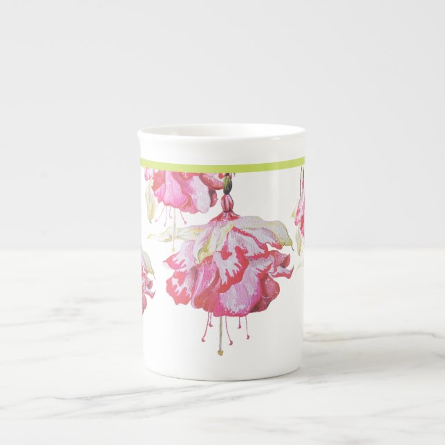 Taza De Porcelana Exóticas Fuchsias de un hongo en China (Frente)