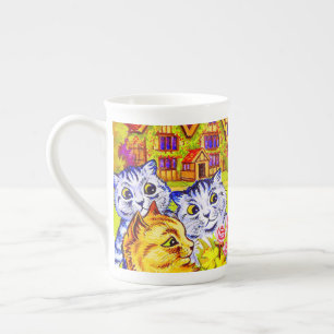 Taza De Porcelana Familia Cat en el Jardín