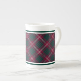 Taza De Porcelana Familia Crawford Tartán Maroon y Green Plaid oscur