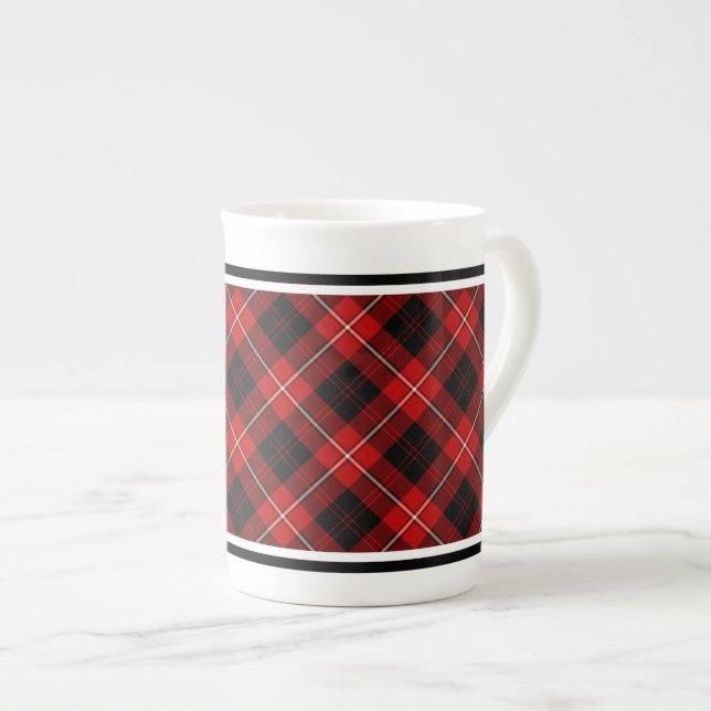 Taza De Porcelana Familia Cunningham Placa Tartán Rojo y Negro (Derecha)