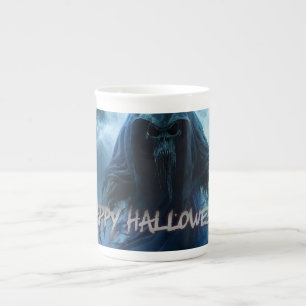 Taza De Porcelana Fantasma negro en un paisaje infernal - Halloween