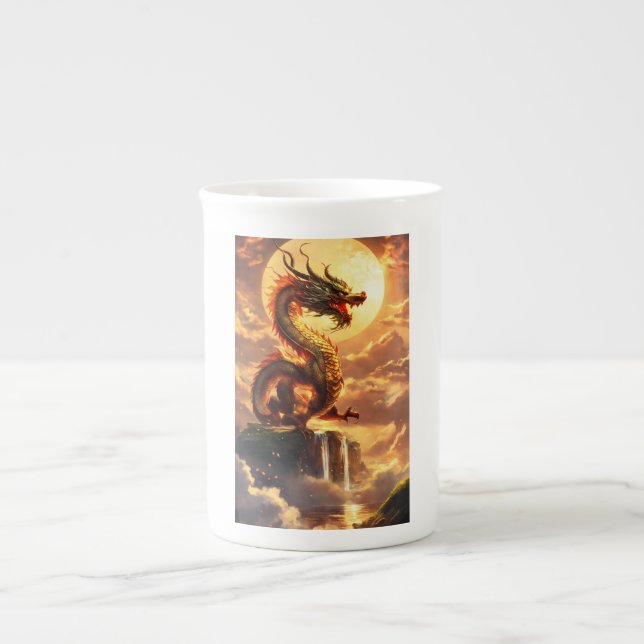 Taza De Porcelana "Fantasy Dragon Mug - Mythical Creature Coffee Cup (Frente)
