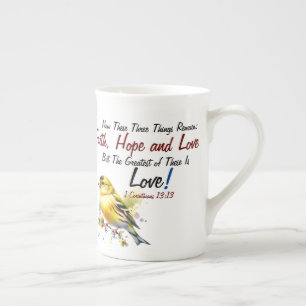 Taza De Porcelana Fe, esperanza, amor Escritura moderna