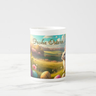 Taza De Porcelana Felices Pascuas en un paisaje primaveral
