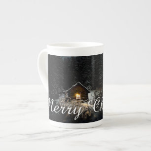 Taza De Porcelana Felicitaciones de Navidad con Casa de Bruja