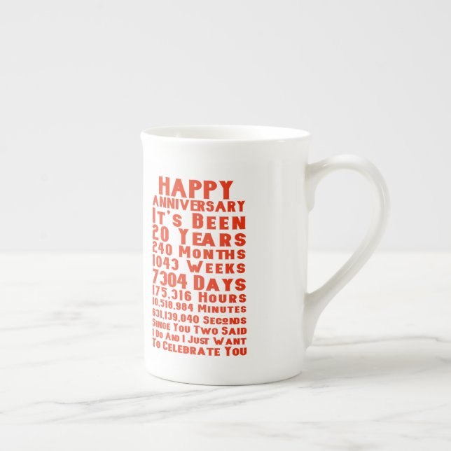 Taza De Porcelana Feliz 20° Aniversario A Ustedes Dos (Derecha)