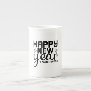 Taza De Porcelana Feliz Año Nuevo en Washington-54688
