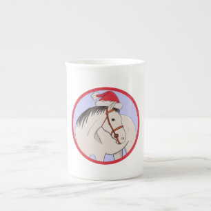 Taza De Porcelana Feliz caballo navideño