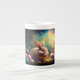 Taza De Porcelana Feliz Conejo de Pascua con huevos de Pascua