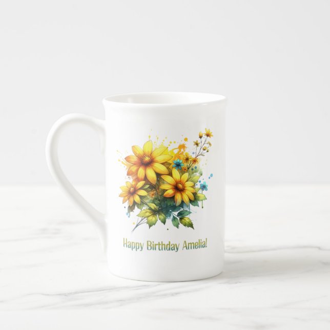 Taza De Porcelana Feliz cumpleaños Amelia (Izquierda)