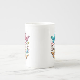 Taza De Porcelana Feliz Día de las Madres con Clipart de Mariposas