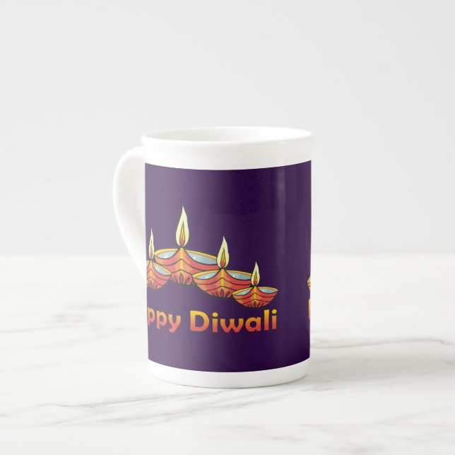 Taza De Porcelana Feliz Diwali Deepas (Izquierda)